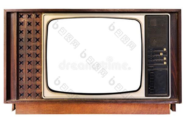 老的televisi向<strong>电视机</strong>和<strong>框</strong>架屏幕使隔离向白色的