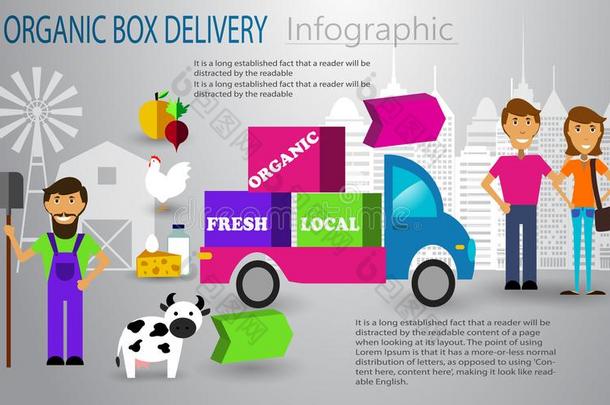 有机的食物盒传送信息图观念