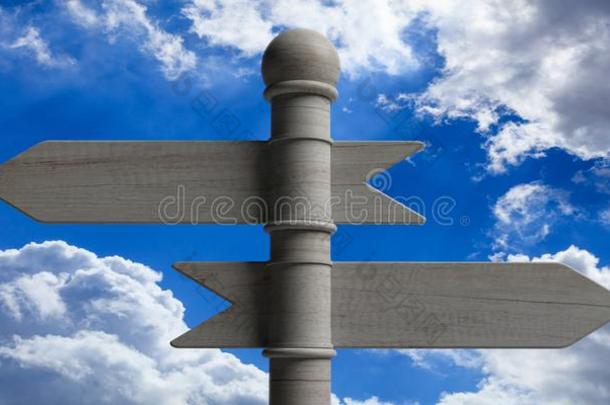 木制的建议指示牌向极点,隔离的向蓝色天后座