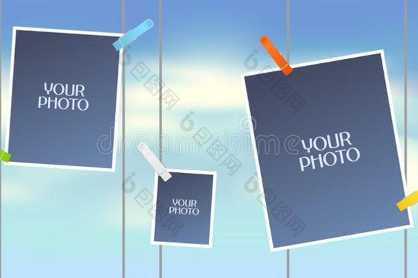 拼贴画关于照片框架或剪贴簿f或照片相册vect或illustrate举例说明