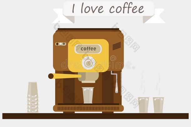 咖啡豆机器向指已提到的人架子.咖啡豆,杯子,眼镜.指已提到的人标语`