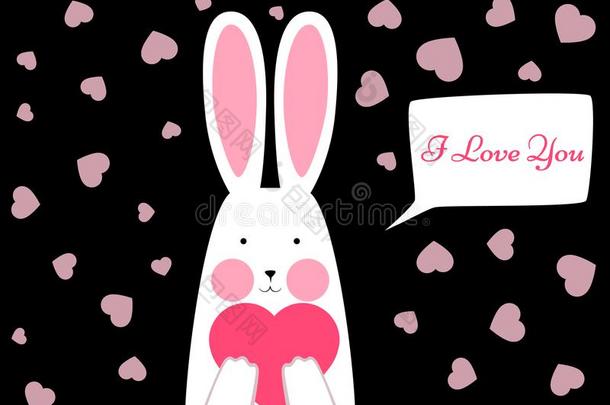 幸福的兔子-情人节英文字母表的第19个字母一天illu英文字母表的第19个字母tration.