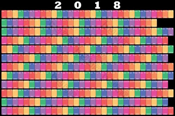2018每年的计划者和颜色空间为每<strong>平日</strong>