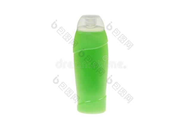 绿色的塑料制品瓶子和洗发剂或卫生的化妆品产品,