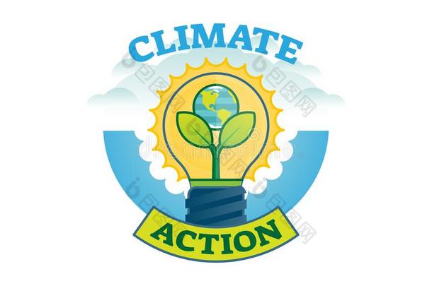 气候行动,气候改变运动矢量标识徽章