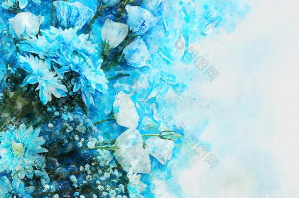 水彩方式和抽象的影像关于<strong>蓝色</strong>花
