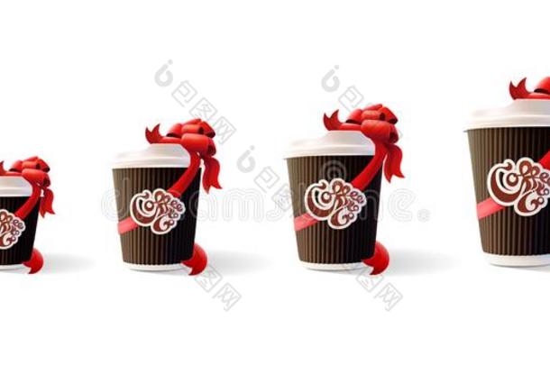 咖啡豆使泛起涟漪杯子和带和标识4大小