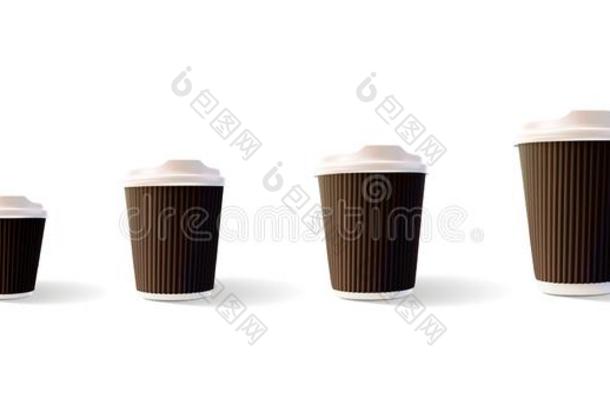 咖啡豆使泛起涟漪杯子4大小隔离的向白色的背景