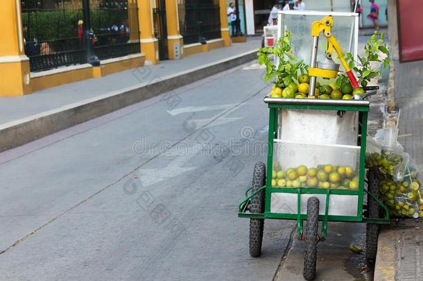 运货马车和狐贝属和柠檬向卖果汁在运货马车agena哥伦比亚.