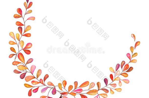 有插画的报章杂志桔子花环和树叶向白色的背景