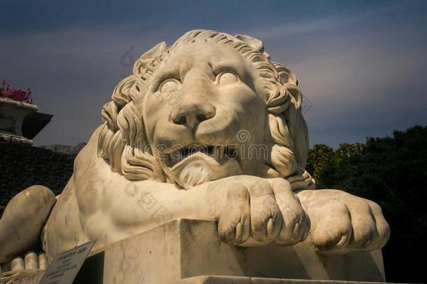 克里米亚沃龙佐夫宫大理石狮子雕刻特写镜头