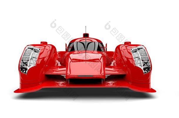 猩红色红色的速度比赛超级的汽车-前面看法