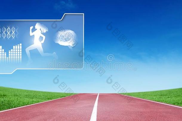 人健康状况和健康界面和跑步小路背景