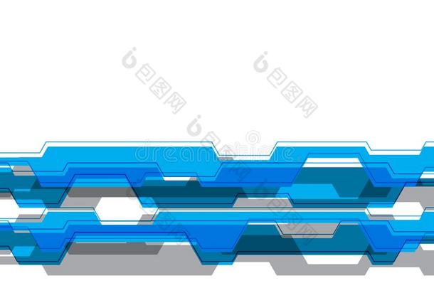抽象的蓝色灰色多边形电路科技线条向白色的蓝