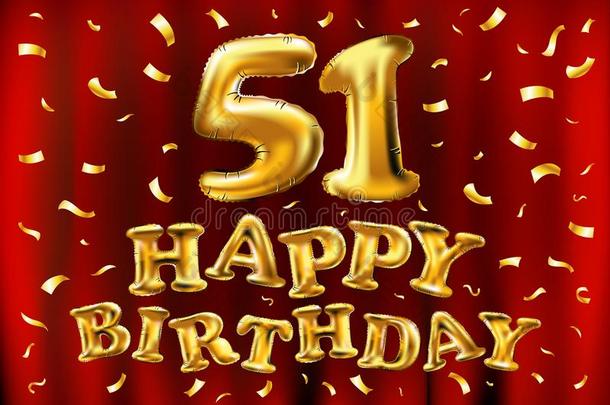 矢量幸福的生日51Thail和泰国庆祝金气球和金en