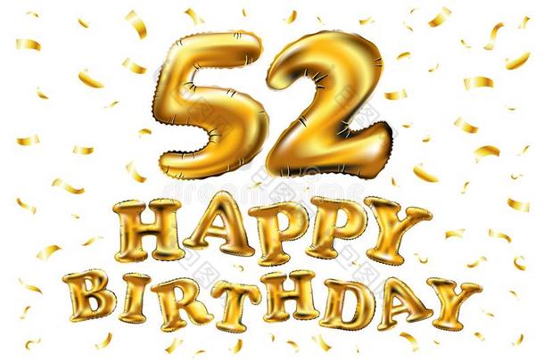 矢量幸福的生日52Thail和泰国庆祝金气球和金en