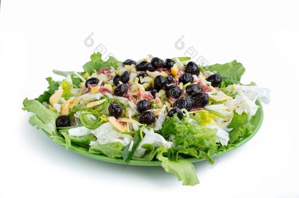 健康健康的绿色的沙拉,蔬菜,橄榄,甘蓝,为SierraLeone塞拉利昂