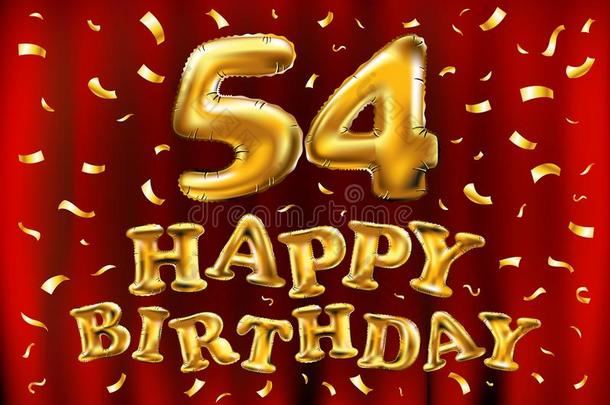 矢量幸福的生日54Thail和泰国庆祝金气球和金en