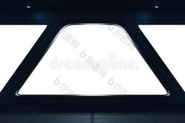 宇宙飞船未来的内部和窗看法