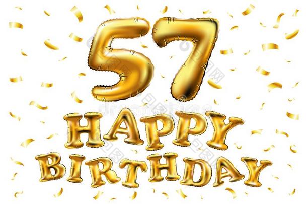 矢量幸福的生日57Thail和泰国庆祝金气球和金en