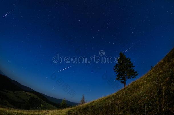 英仙<strong>流星流星</strong>阵雨和清楚的天采用夏时间