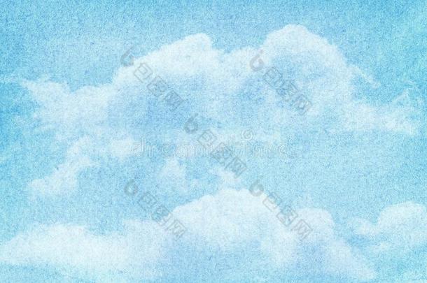 蓝色描画的水<strong>彩云</strong>和天.