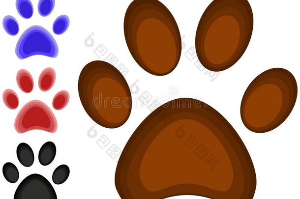 富有色彩的漫画猫爪子脚印偶像放置海报.