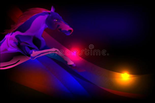 矢量抽象的马和照明影响和过激的紫罗兰西鲱
