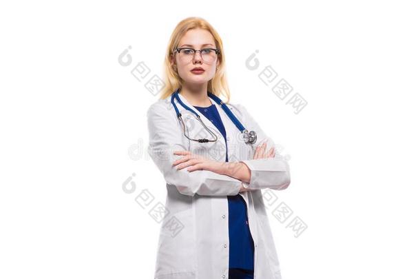女人医生和听诊器