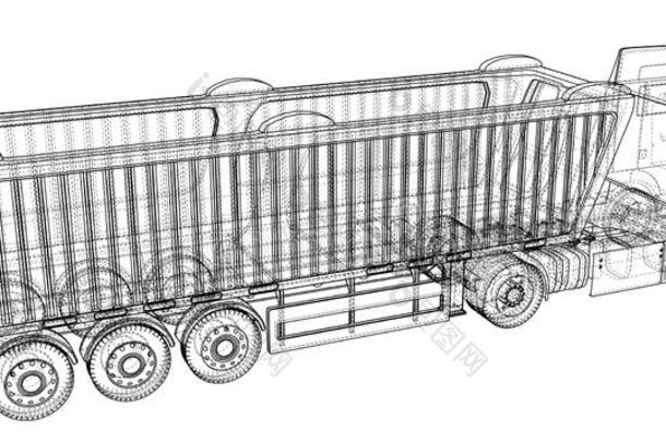 倾倒货车矢量说明.隔离的白色的自卸车运货汽车.transformer-reactorassembly变压器-反应堆装置