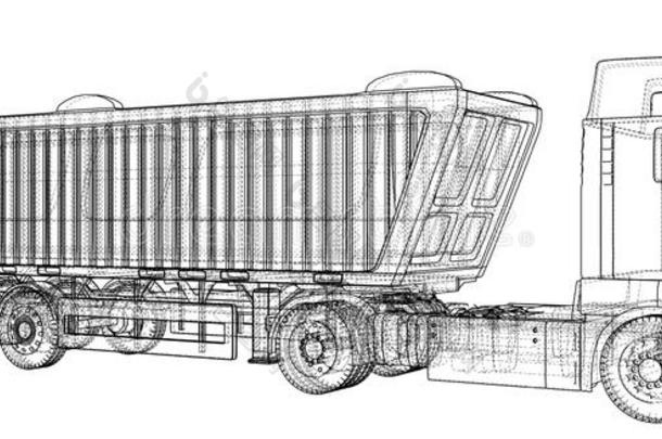 矢量倾倒货车.自卸车运货汽车向透明的背景.拉辛