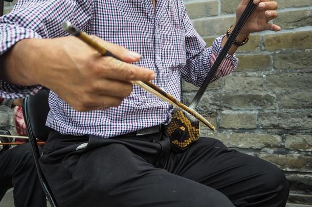中国人男人演奏指已提到的人中国人小提琴