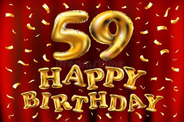 矢量幸福的生日59Thail和泰国庆祝金气球和金en