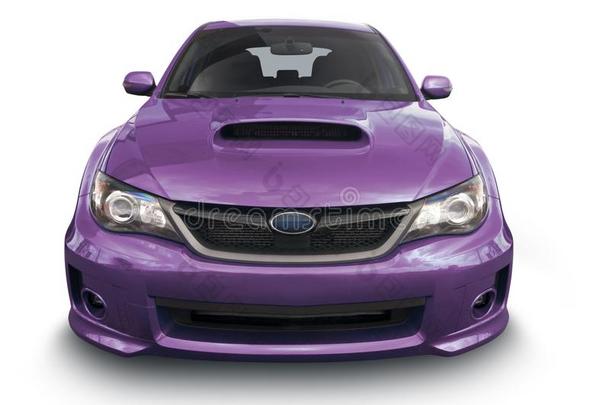 紫色的小轿车-前面看法