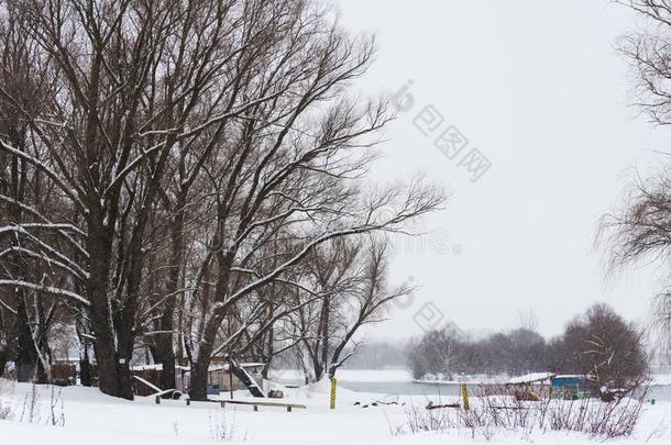 风景关于寒冷的和下雪的冬采用俄罗斯帝国