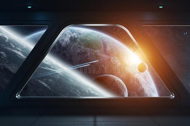 宇宙飞船未来的内部和看法向外星球