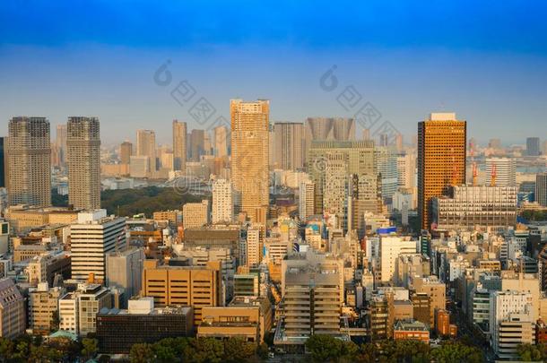 城市风光照片关于东<strong>京城</strong>市地平线采用空气的看法和摩天大楼,