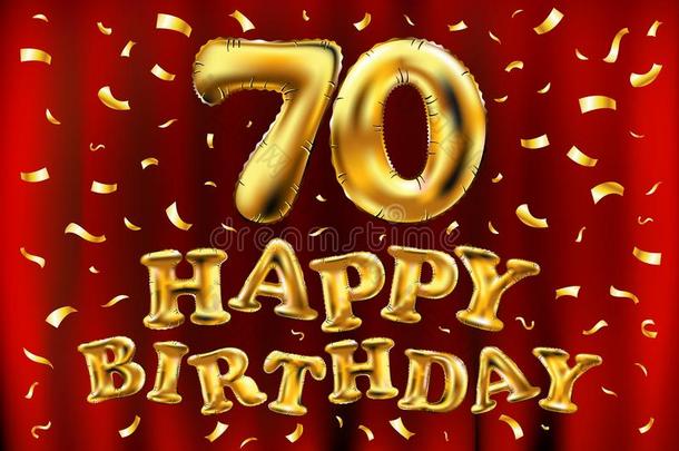 矢量幸福的生日70Thail和泰国庆祝金气球和金en