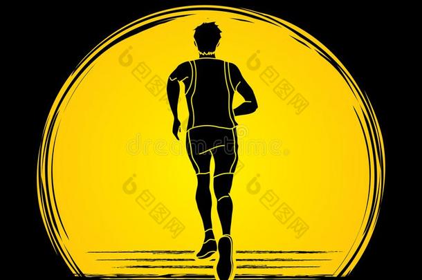 跑步的人短距离疾跑,马拉松赛跑跑步图解的矢量