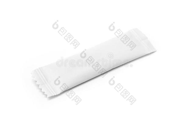 空白的包装食糖纸小袋洗发剂隔离的向白色的背景