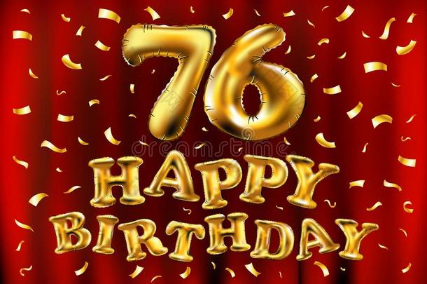 矢量幸福的生日76Thail和泰国庆祝金气球和金en
