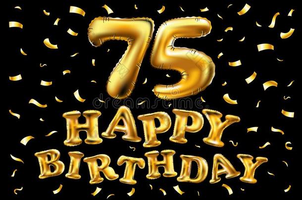 矢量幸福的生日75Thail和泰国庆祝金气球和金en