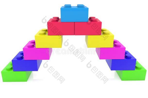 金字塔关于富有色彩的玩具砖.3英语字母表中的第四个字母说明