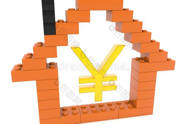 房屋外形和日元符号.3英语字母表中的第四个字母说明