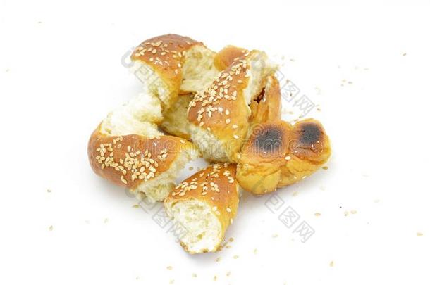 PFresh自家制的土耳其的硬<strong>面包</strong>圈向一白色的b一ckground