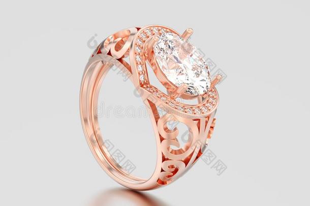 3英语字母表中的第四个字母说明玫瑰金装饰的订婚<strong>钻石戒指</strong>