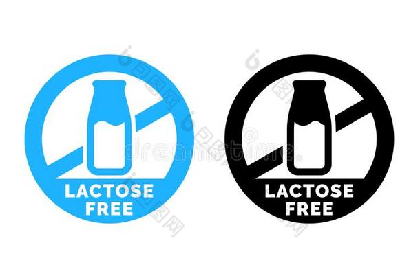 乳糖自由的标识矢量食物偶像