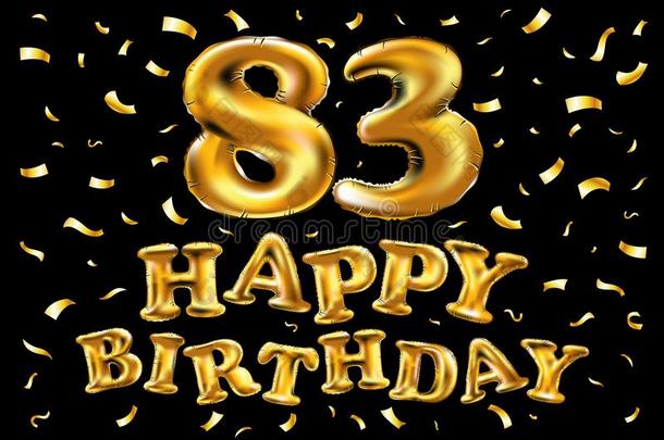 矢量幸福的生日83Thail和泰国庆祝金气球和金en