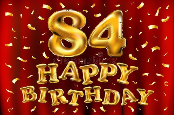 矢量幸福的生日84Thail和泰国庆祝金气球和金en