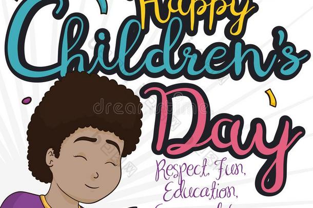 幸福的黑头发的妇女女孩庆祝孩子们一天和五彩纸屑秀